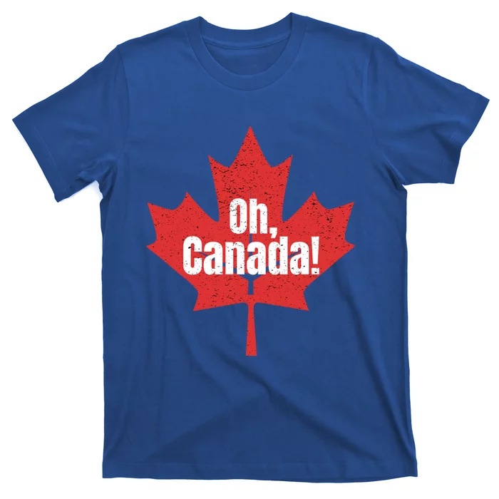 Oh Canada Canadian Pride Maple Leaf National Day Distressed Gift T-Shirt