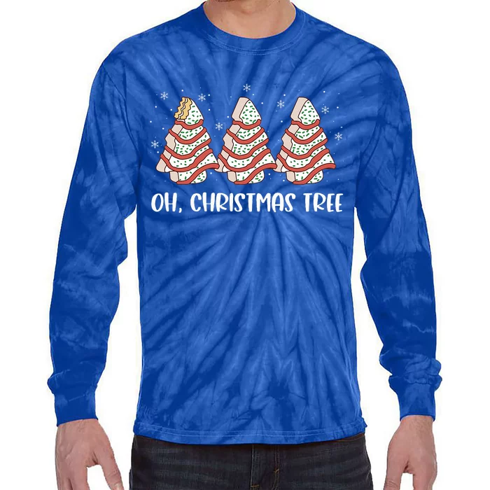 Oh Christmas Cakes Tree Funny Christmas Snack Cake Tie-Dye Long Sleeve Shirt