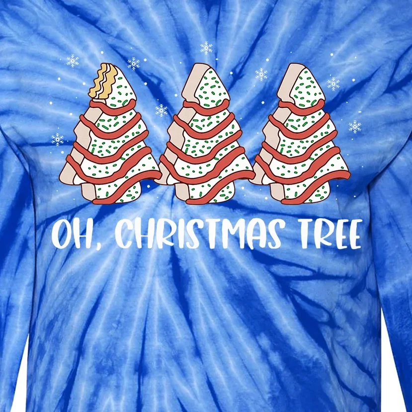 Oh Christmas Cakes Tree Funny Christmas Snack Cake Tie-Dye Long Sleeve Shirt