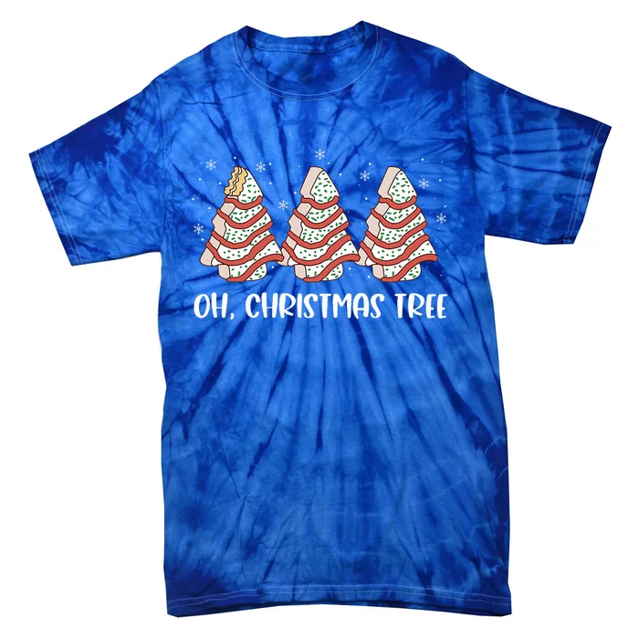 Oh Christmas Cakes Tree Funny Christmas Snack Cake Tie-Dye T-Shirt