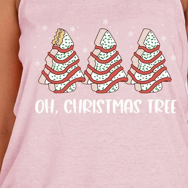 Oh Christmas Cakes Tree Funny Christmas Snack Cake Women's Knotted Racerback Tank