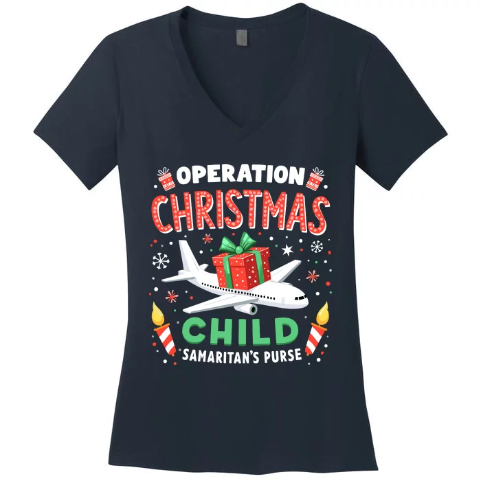 Operation Christmas Child Funny Family Matching Xmas Women's V-Neck T-Shirt