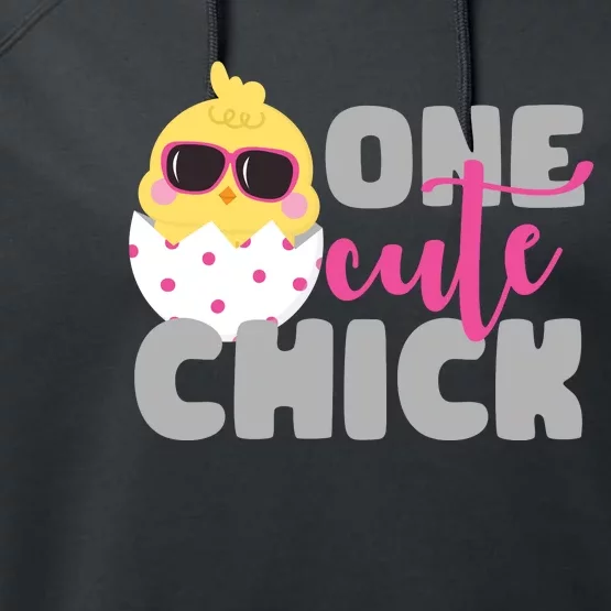 One Cute Chick Funny Performance Fleece Hoodie