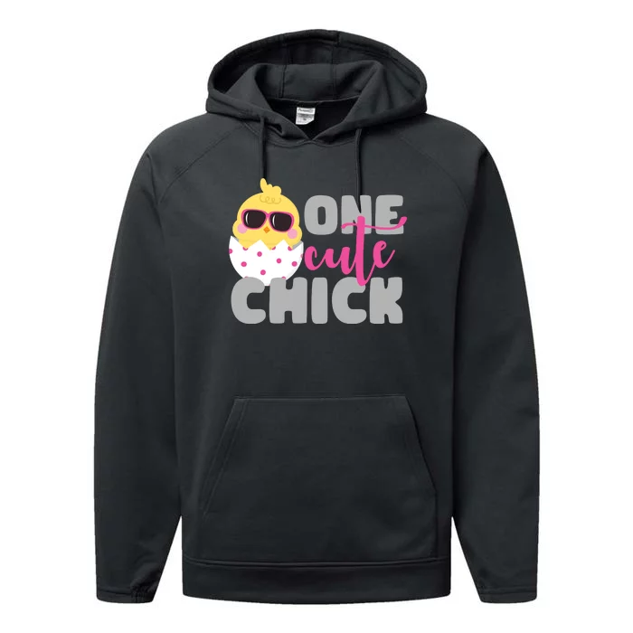 One Cute Chick Funny Performance Fleece Hoodie