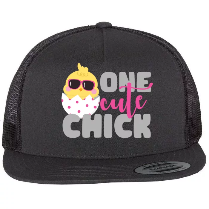 One Cute Chick Funny Flat Bill Trucker Hat