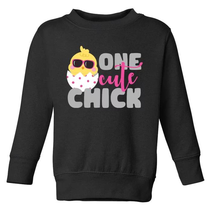 One Cute Chick Funny Toddler Sweatshirt