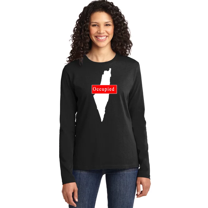 Occupied Palestine Free Gaza Anti Israel Ladies Long Sleeve Shirt