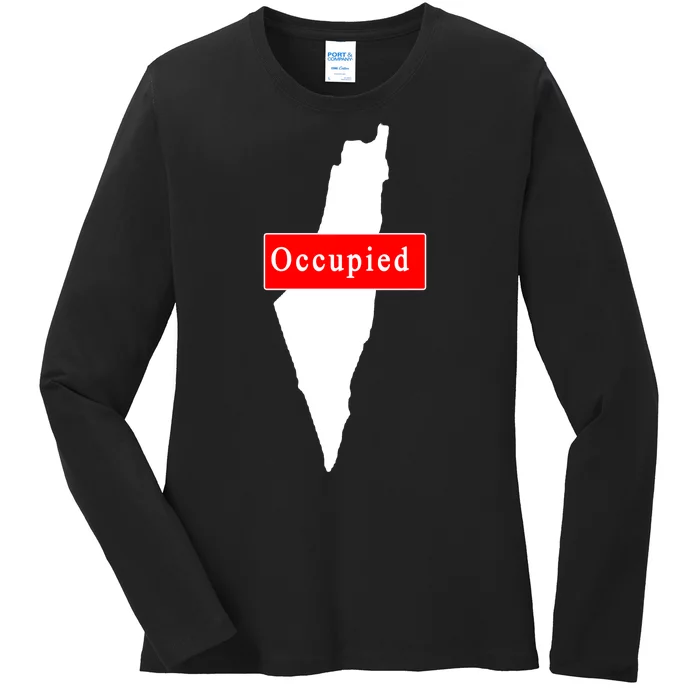 Occupied Palestine Free Gaza Anti Israel Ladies Long Sleeve Shirt