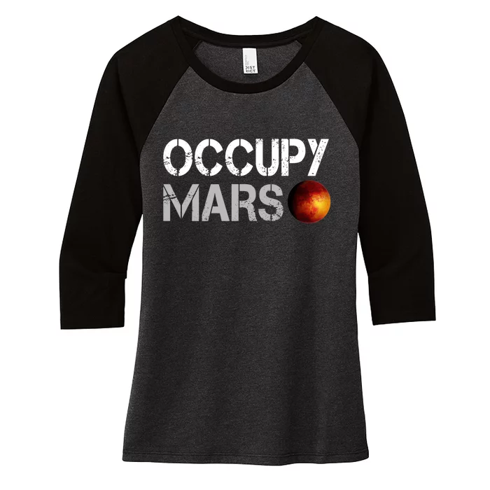 Occupy Mars Women's Tri-Blend 3/4-Sleeve Raglan Shirt