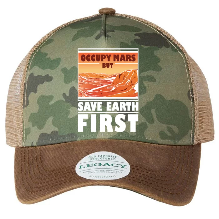 Occupy Mars But Save Earth First Legacy Tie Dye Trucker Hat