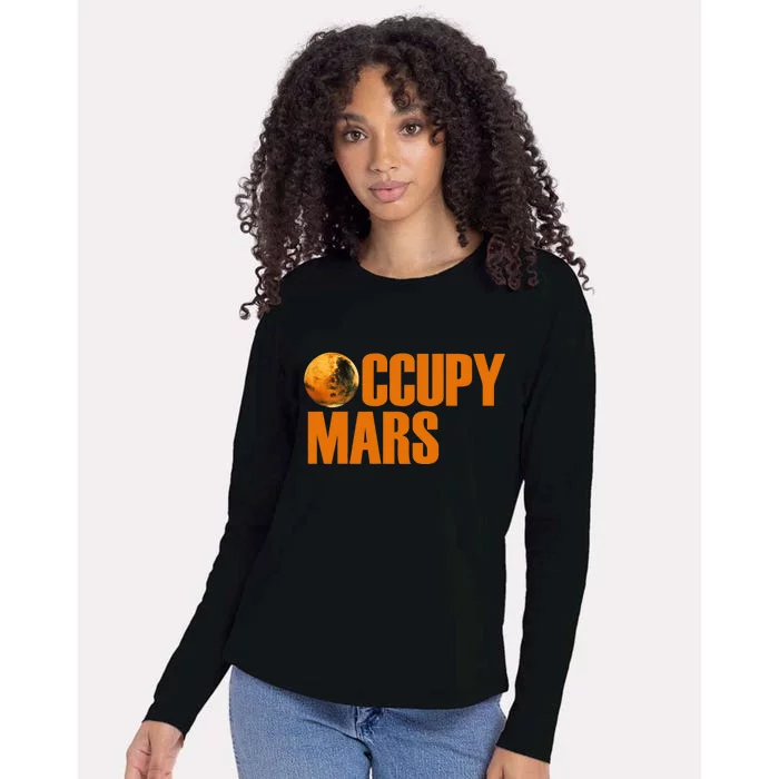 Occupy Mars Space Womens Cotton Relaxed Long Sleeve T-Shirt