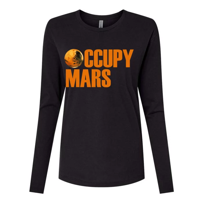 Occupy Mars Space Womens Cotton Relaxed Long Sleeve T-Shirt