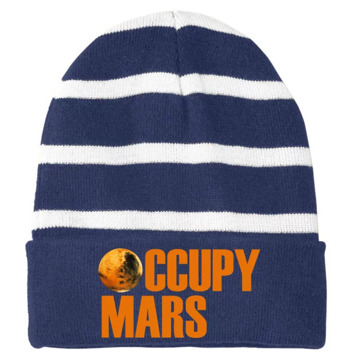 Occupy Mars Space Striped Beanie with Solid Band