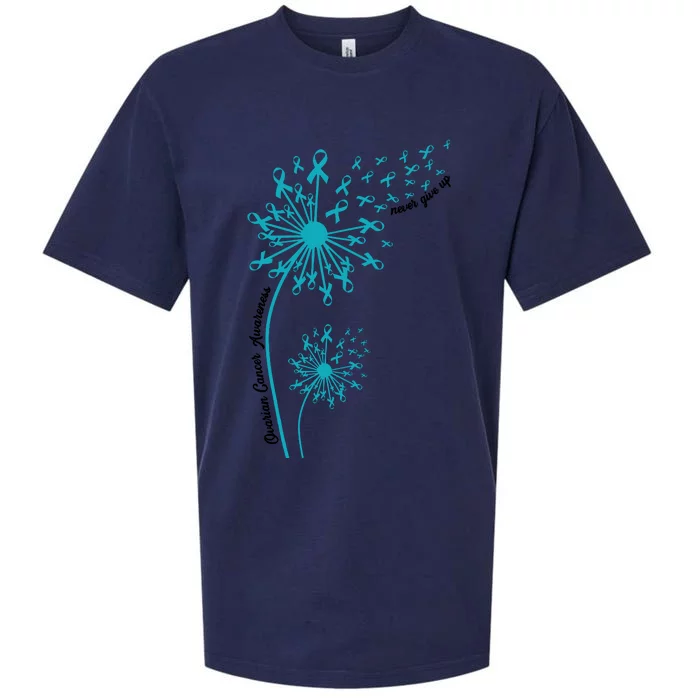 Ovarian Cancer Dandelion Teal Ribbon Ovarian Cancer Ovarian Survivor Sueded Cloud Jersey T-Shirt