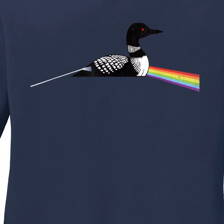 Original Classic Dark Side Of The Loon Bird Watching Ladies Long Sleeve Shirt