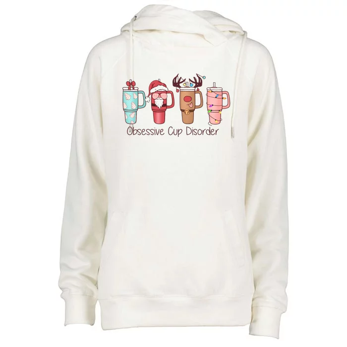 Obsessive Cup Disorder Cute Christmas Funny Womens Funnel Neck Pullover Hood