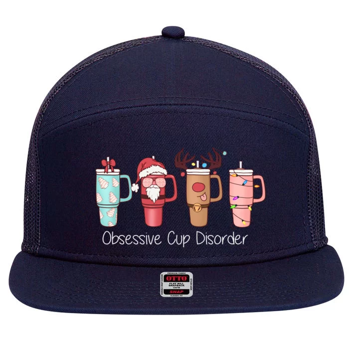 Obsessive Cup Disorder Cute Christmas Funny 7 Panel Mesh Trucker Snapback Hat