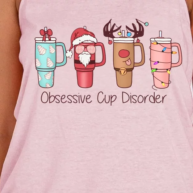 Obsessive Cup Disorder Cute Christmas Funny Women's Knotted Racerback Tank