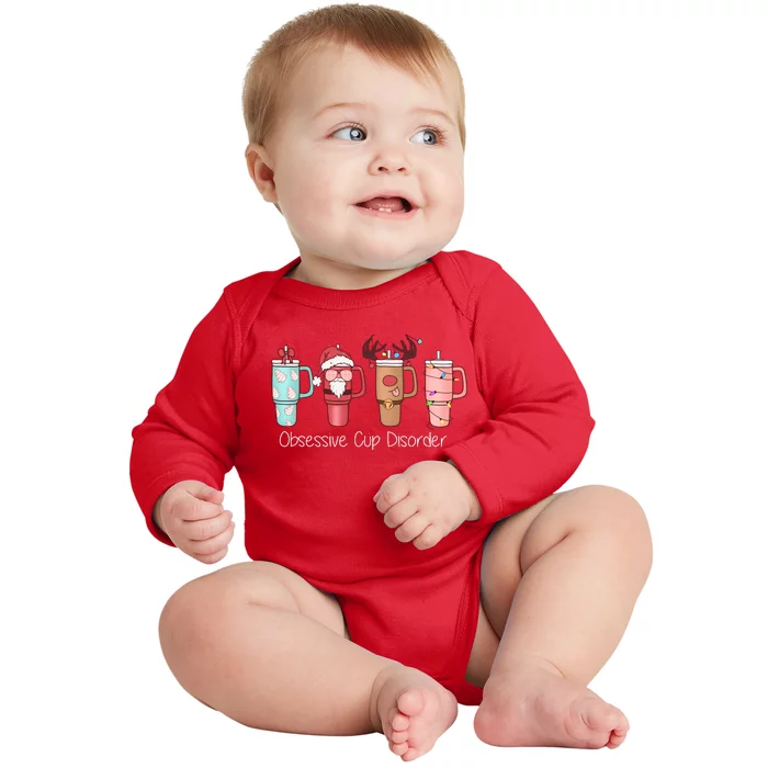 Obsessive Cup Disorder Cute Christmas Funny Baby Long Sleeve Bodysuit