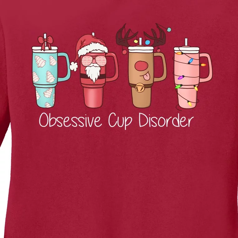 Obsessive Cup Disorder Cute Christmas Funny Ladies Long Sleeve Shirt