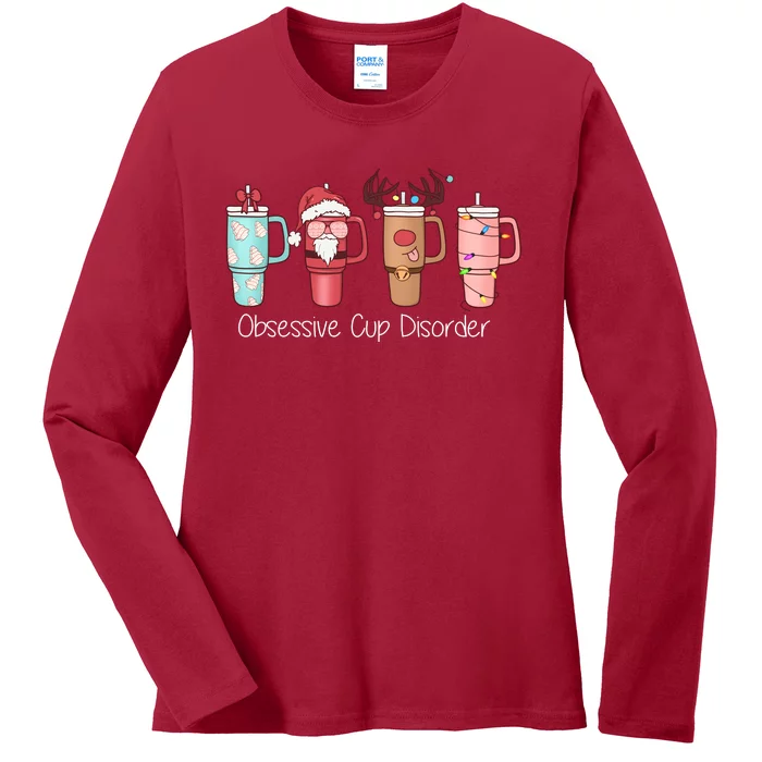 Obsessive Cup Disorder Cute Christmas Funny Ladies Long Sleeve Shirt