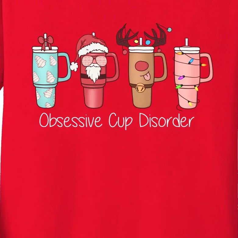 Obsessive Cup Disorder Cute Christmas Funny Kids Long Sleeve Shirt