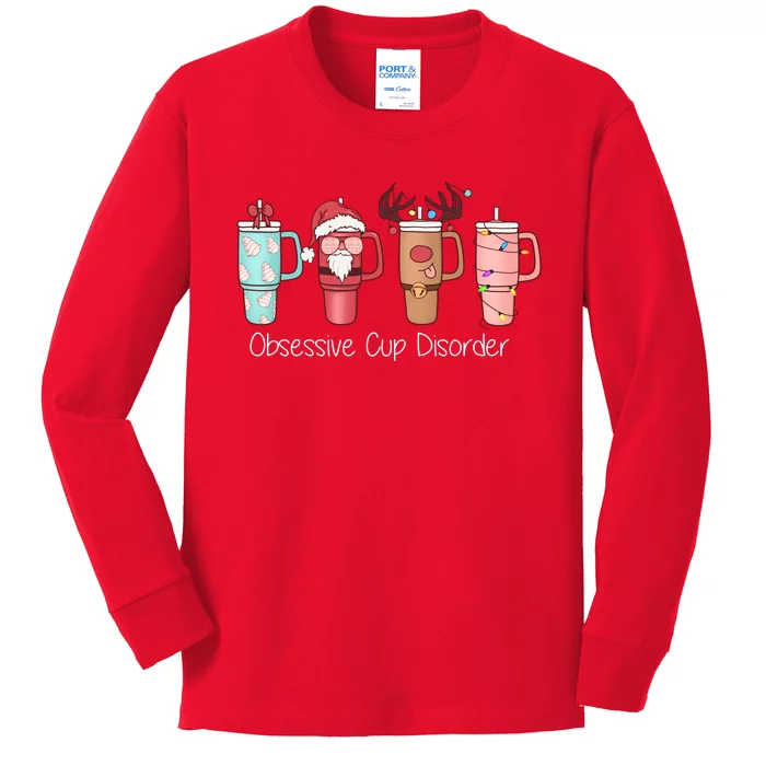 Obsessive Cup Disorder Cute Christmas Funny Kids Long Sleeve Shirt