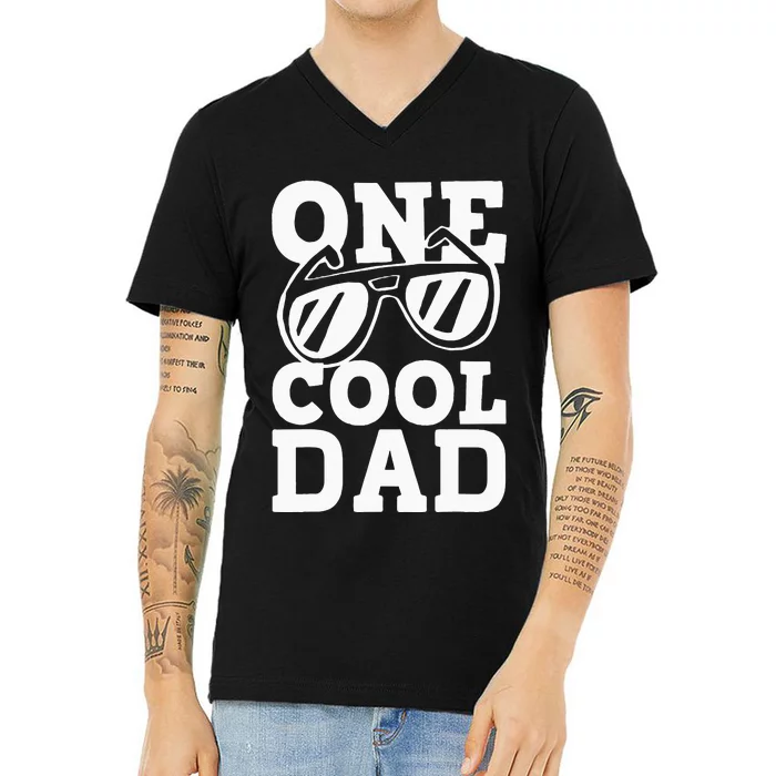 One Cool Dude 1st Birthday One Cool Dad Family Matching V-Neck T-Shirt