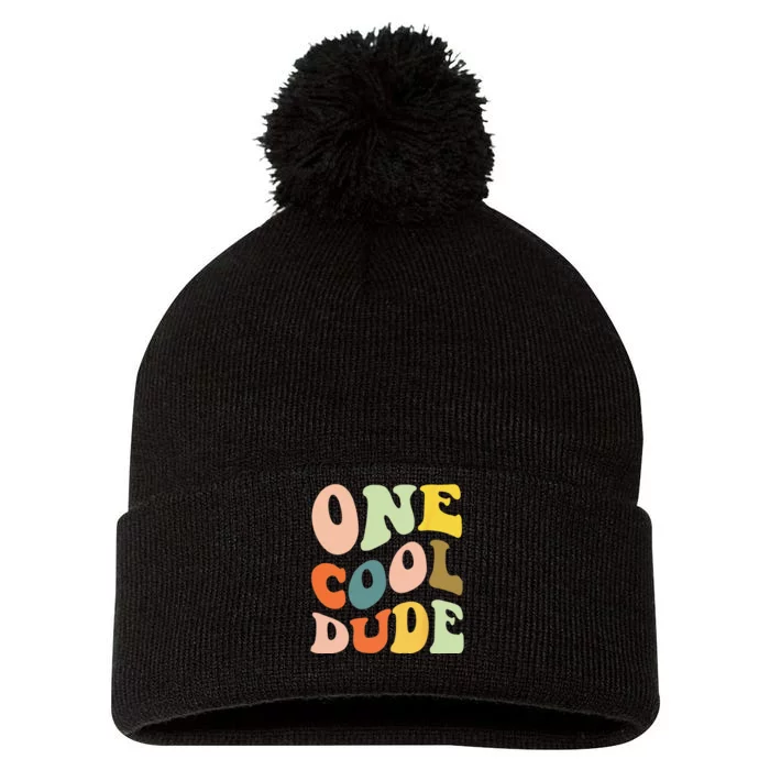 One Cool Dude 1st Birthday Pom Pom 12in Knit Beanie