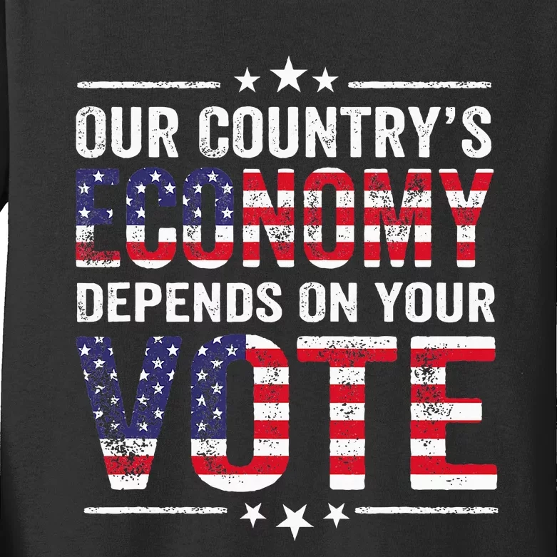 Our Country’S Economy Depends On Your Vote Kids Long Sleeve Shirt