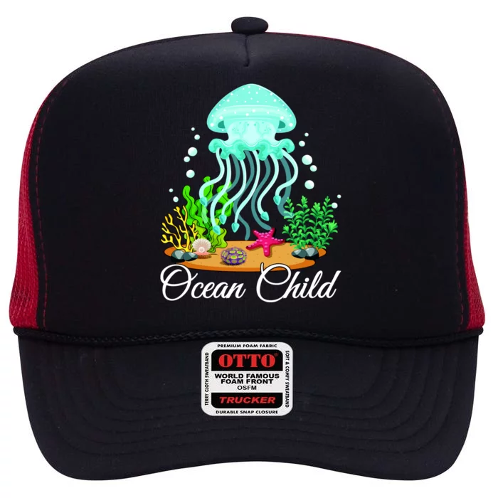 Ocean Child High Crown Mesh Trucker Hat