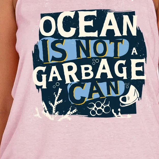 Ocean Is Not A Garbage Can Women's Knotted Racerback Tank