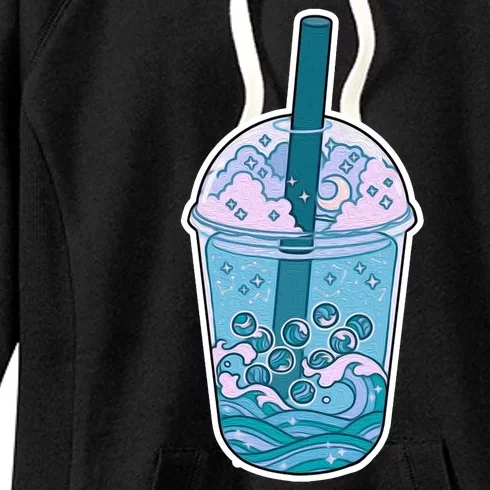 Ocean Waves Boba Tea Women's Fleece Hoodie