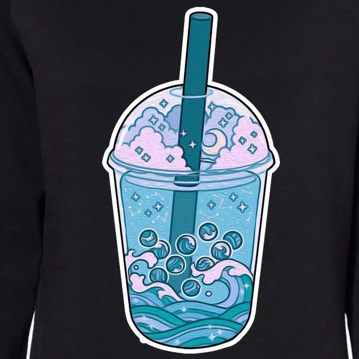 Ocean Waves Boba Tea Womens California Wash Sweatshirt