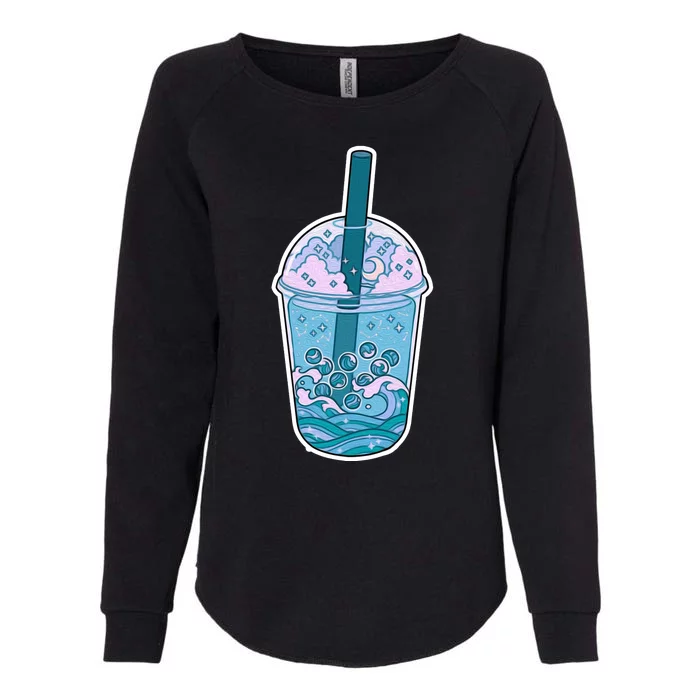 Ocean Waves Boba Tea Womens California Wash Sweatshirt