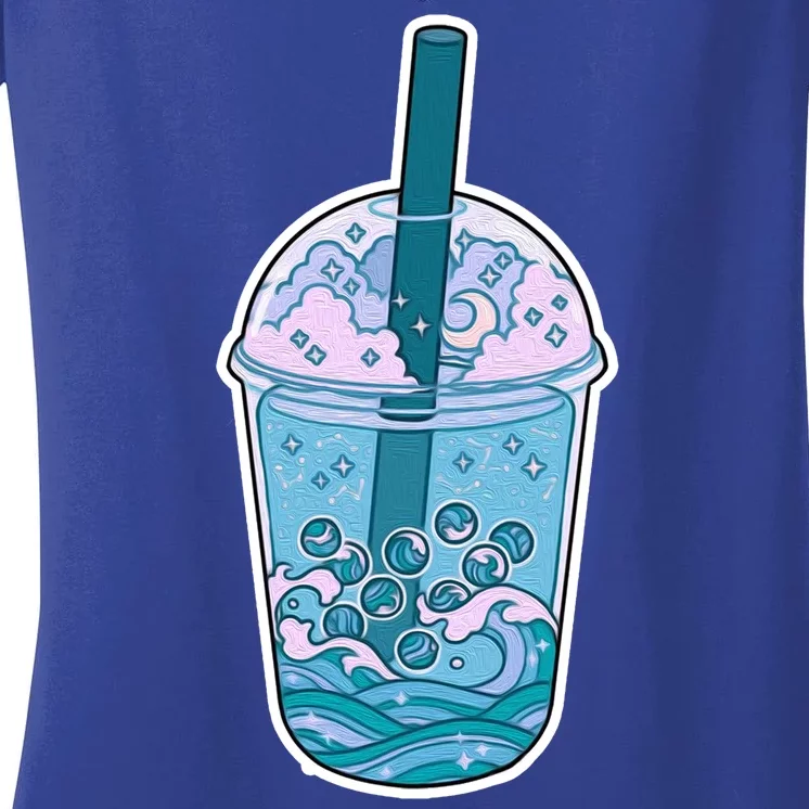 Ocean Waves Boba Tea Women's V-Neck T-Shirt