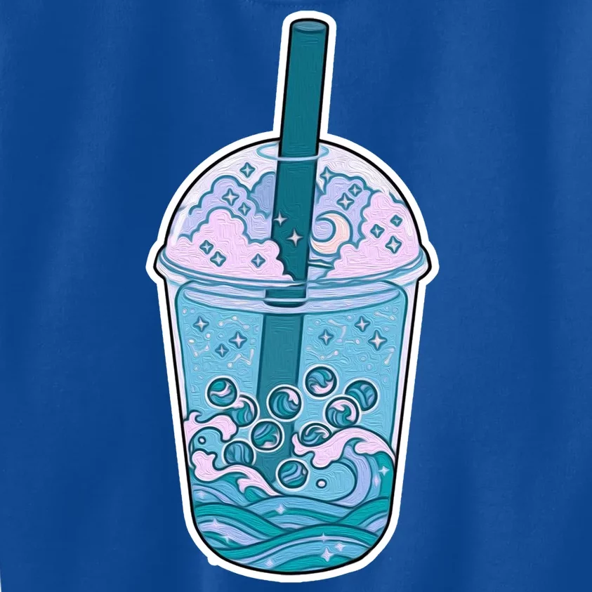 Ocean Waves Boba Tea Kids Sweatshirt