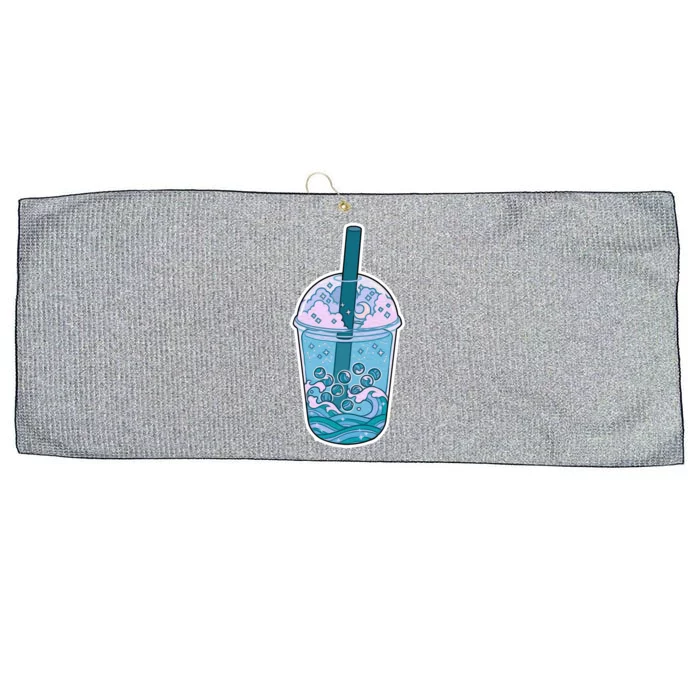 Ocean Waves Boba Tea Large Microfiber Waffle Golf Towel