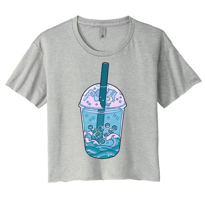 Ocean Waves Boba Tea Women's Crop Top Tee