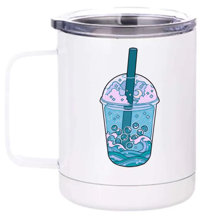 Ocean Waves Boba Tea Front & Back 12oz Stainless Steel Tumbler Cup