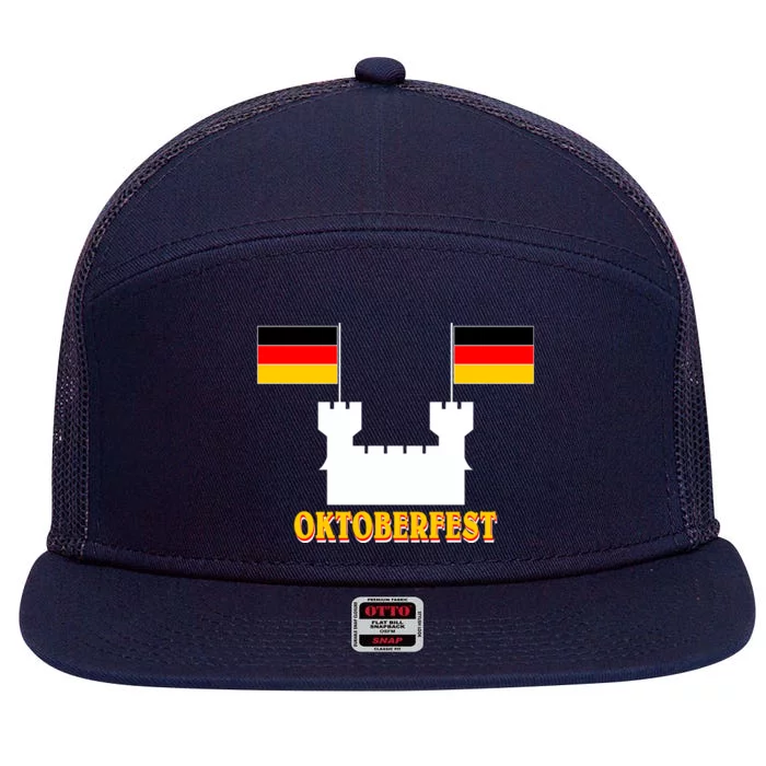 Oktoberfest Castle Flag 7 Panel Mesh Trucker Snapback Hat