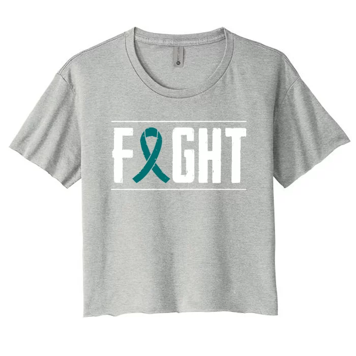 Ovarian Cancer Fight Cancer Ribbon Meaningful Gift Women's Crop Top Tee