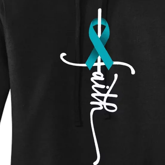 Ovarian Cancer Faith Ovarian Cancer Awareness Support Women's Pullover Hoodie