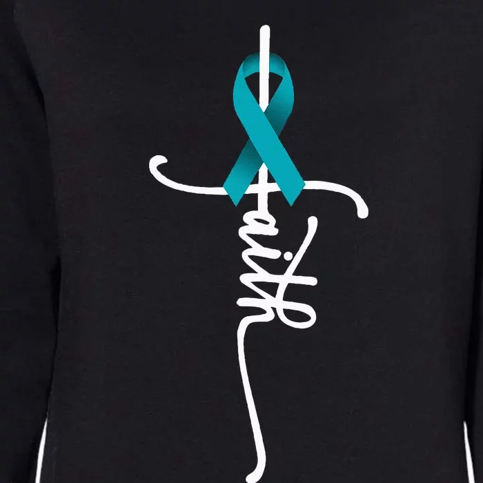 Ovarian Cancer Faith Ovarian Cancer Awareness Support Womens California Wash Sweatshirt