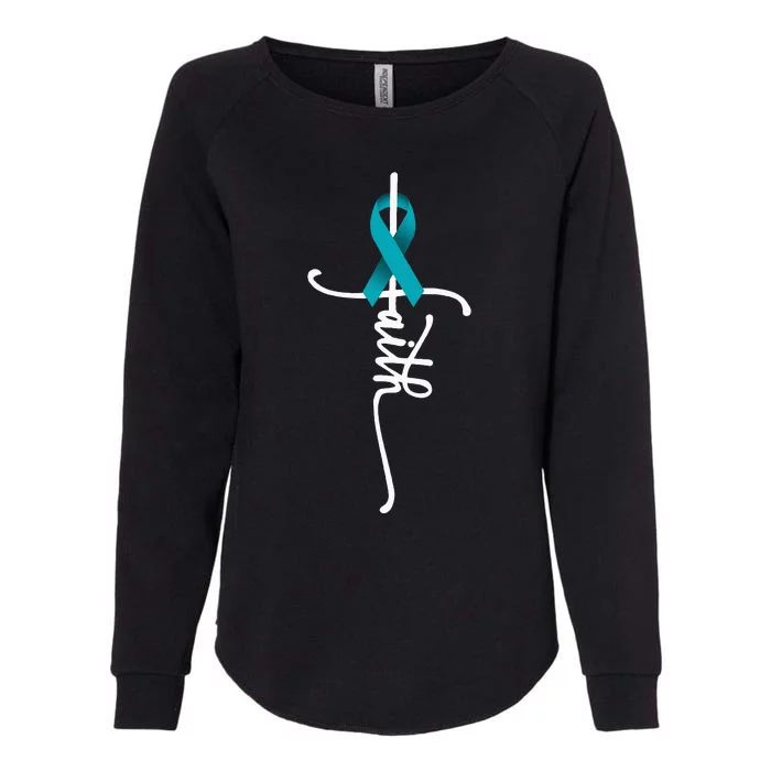 Ovarian Cancer Faith Ovarian Cancer Awareness Support Womens California Wash Sweatshirt