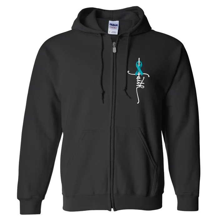 Ovarian Cancer Faith Ovarian Cancer Awareness Support Full Zip Hoodie