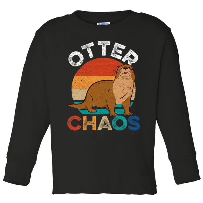 Otter Chaos For Wo Cute Otter Lover Toddler Long Sleeve Shirt