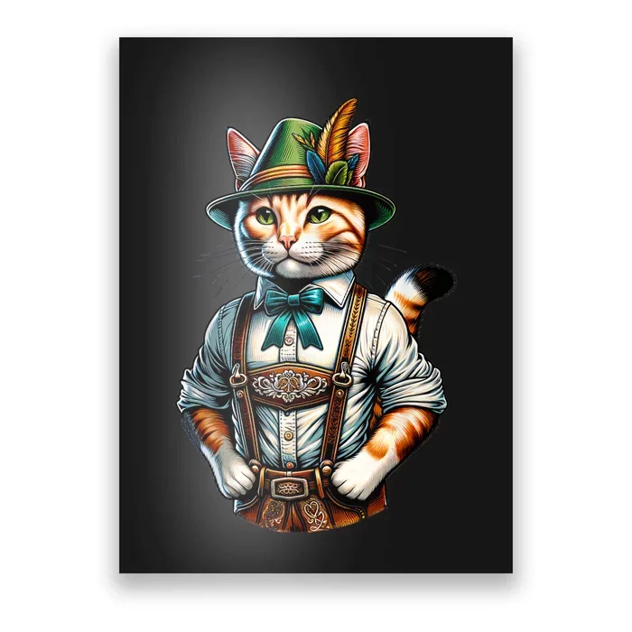 Oktoberfest Cat Funny German Bavarian Lederhosen Cat Lover Poster