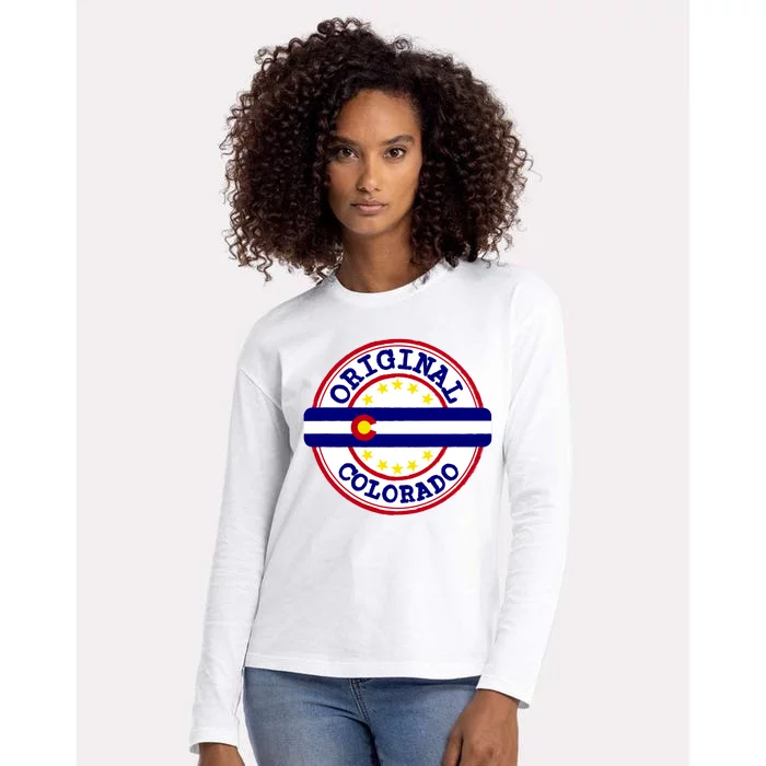 Original Colorado Flag Logo Womens Cotton Relaxed Long Sleeve T-Shirt