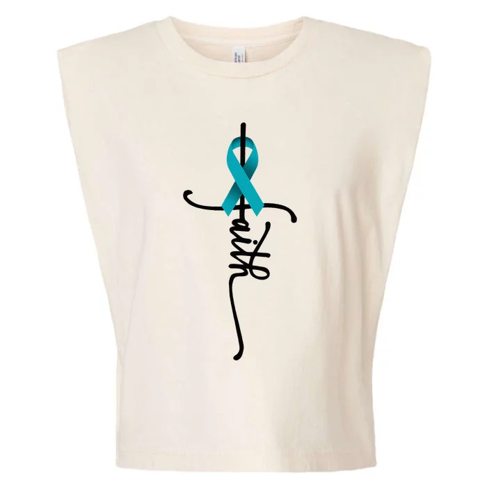 Ovarian Cancer Faith Ovarian Cancer Awareness Support Garment-Dyed Women's Muscle Tee